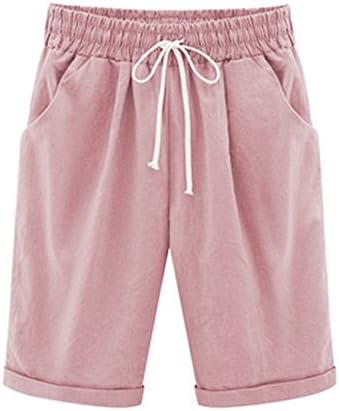 QueenMM Pants 🍀Relaxed Plain Shorts, Women's Casual Classic Fit Elastic Jogger Beach Shorts with Drawstring