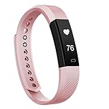 moreFit Fitness Tracker, Slim HR Heart Rate Touch Screen Activity Tracker Wireless Smart Bracelet Pedometer (Black/Blush)