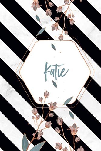 Bookiny Notebook : Personalized Katie Lined Journal Notebook , Marble and Roses Design , Journal & Diary for Writing & Note Taking for Girls and ... Finish , Large (6 x 9 inches) 110 Lined Pages