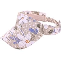 CRUOXIBB Hawaiian Floral Print Sun Visor Hats Sports Outdoor Baseball Cap for Women Beige