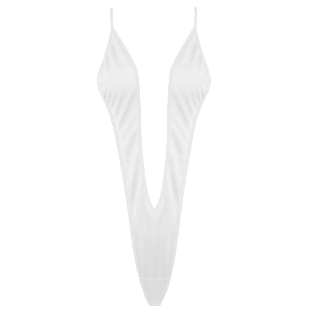 CHICTRY Women's Mesh See-Through Sheer Slingshot Monokini Swimwear Swimsuit Micro Bodysuits Slingshot White One Size