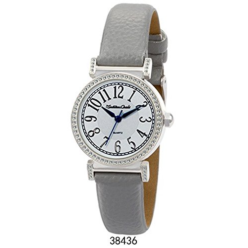Montres Carlo ???? Faux Leather Strap with Silver Case White Dial