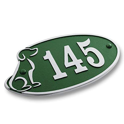 House Number Address Plaque Perfect for Dog Lovers. Cast Metal Personalised Yard Or Mailbox Sign with Oodles of Color, Number and Letter Options. Handmade in England by The Metal Foundry Just for You