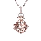 Bhbuy Re-usable Lava Stone Aromatherapy Pendant Locket Plated Essential Oil Diffuser Necklace (Rose Gold)