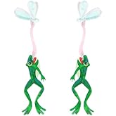 coadipress Cute Green Frogs Caterpillar Drop Earring for Women Acrylic Cartoon Animal Drop Earrings Teacher Earrings