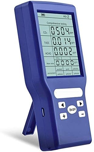 xiegons0 Air Quality Monitor,Indoor Air Pollution Detector Meter for Formaldehyde,Carbon Dioxide Detector,Temperature and Humidity Test,Real Time Air Tester Kit with LCD Screen