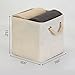 StorageWorks Storage Cube Organizer Bin With Strong Cotton Rope Handle,Storage Baskets Of Waterproof Cotton Fabric,Foldable Storage Cubes By, Natural, Medium (Cube), 3-Pack, 10.6x10.6x11.0 inches