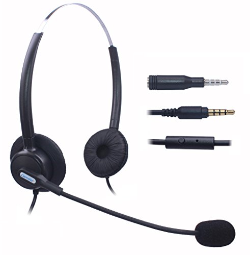 Comdio Corded Mobile Phone Headset with Flexible Noise Canceling Mic Headband for iPhone Samsung LG HTC Blackberry ZTE Cell Phone & Most Android Phones with 3.5mm Headphone Jack (Binaural H203-35M2)