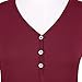 Urban CoCo Women's Casual Long Sleeve Button Design Tunic Top (L, Wine red)