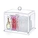 Cq acrylic Multifunctional Cotton Swabs Organizer and Cotton Balls Storage,Cleaning Pad Holder and Swab Storage canisters,5.5 x 4 x4.7inch,Pack of 1