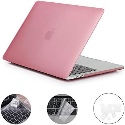DWON MacBook Pro 13 Case 2017 and 2016 with Keyboard Cover and Dust Plug for Apple MacBook Pro 13 Inch Sleeve Model (A1706 / A1708 with/Without Touch Bar) - Pink