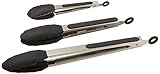 The Holm Set Of 3 Heavy Duty, Non-stick, Stainless Steel Kitchen Tongs Black (7, 9, 12 Inch)