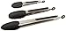 The hölm Set of 3 Heavy Duty, Non-Stick, Stainless Steel Kitchen Tongs (7, 9, and 12 inch). (Black)