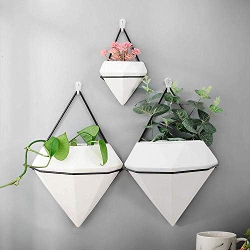 Samtlan Decorative Vase Ceramics Flower Pot White Potted Plant Flower Holder for Wall Hanging Decoration (Color : 4)