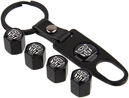 TKXT Black Universal Wheel Tire Valve Stem Caps Covers and 1 pcs Keychain For Transformers
