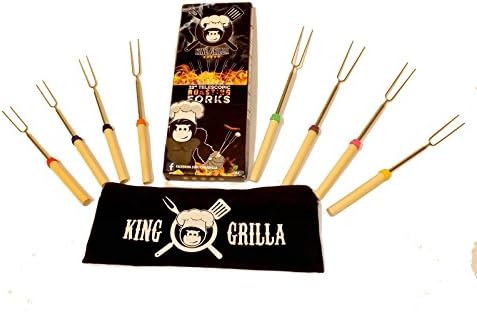 32" Telescopic Roasting Forks & Bag (8 Pack) by King Grilla, Fire Toasting Sticks Smores Safe & BPA-free