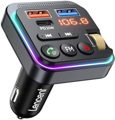 LENCENT Bluetooth FM Transmitter for Car, [PD 20W QC
