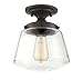 Trade Winds Lighting TW60044ORB 1-Light Transitional Schoolhouse Semi-Flush Mount Pendant Ceiling Light, 100 Watts, in Oil Rubbed Bronze