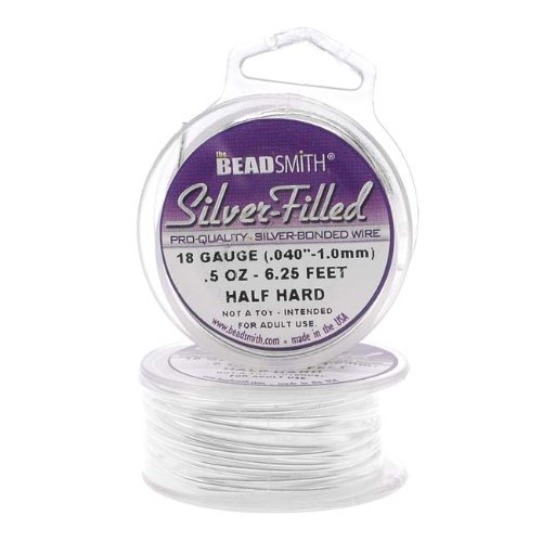 Beadsmith Silver Filled Wire - 18 Gauge Round Half Hard - 0.5oz (6.25 Feet)