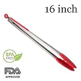 Kitchen Tongs,PER-HOME 16 Inch Heavy Duty Non-stick Stainless Steel Kitchen Tongs For Barbeque Cooking Grilling