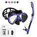 OMGear Snorkel Set Snorkeling Gear Package Diving Set Premium Silicone Dive Mask Snorkel Equipment Goggles Anti-Fog Anti-Leak Neoprene Mask Strap Scuba Diving Freediving Spearfishing Swimming