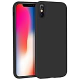 iPhone X Case, Liquid Silicone Gel Rubber Matte Anti Scratch Minimalist Thin Ultra Slim Case Fit with Soft Microfiber Lining Shock Absorbing Comfort 3D Full Protective Cover for iPhone X 10 (Black)