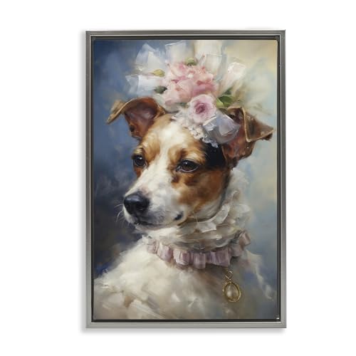 Stupell Industries 'Victorian Era Jack Russel'| Floating Frame Canvas Art