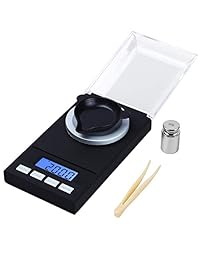 WAOAW   Escala digital de miligramos 0.00 oz para relojería de joyería con pesas de calibración y pinzas (pilas incluidas), 100g