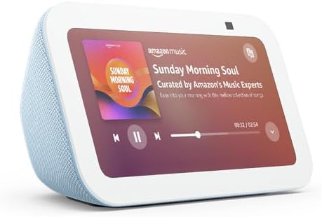 Echo Show 5 (Newest gen) I Smart display and alarm clock with clearer sound I Cloud blue