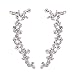 Boderier Ear Cuffs Crystal Flower Earrings Crystal Cluster Top Ear Clip (Silver)