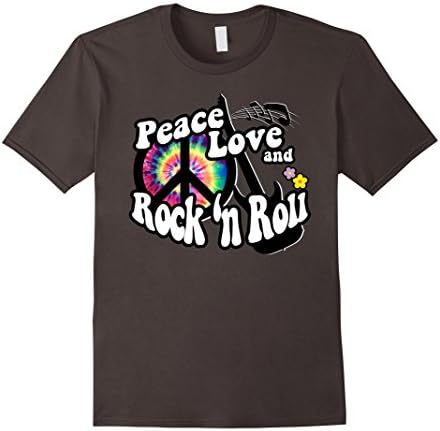 Men's Peace Love and Rock and Roll Hippie Tie Dye Mens Women Peace 2XL Asphalt