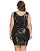 IN'VOLAND Women's Plus Size Sequin Dress Sleeveless Glitter Dresses Sparkly V Neck Party Cocktail Bodycon Dress Black