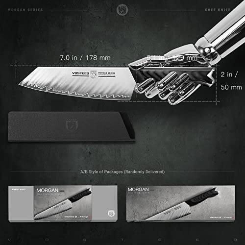Vosteed Santoku Knife 7 Inch Sharp Kitchen Knife Cooking Knife With Sheath Professional Chopping