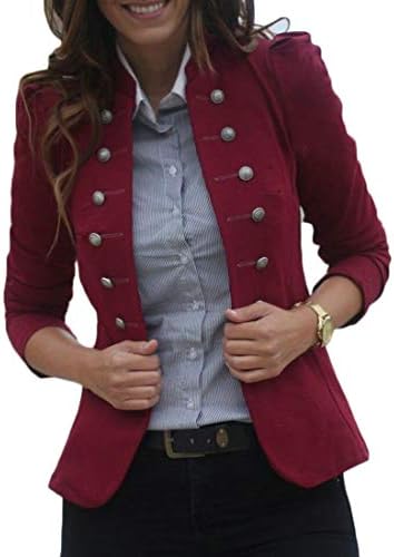 XiaoTianXinWomen XTX Womens Steampunk Stand Collar Double Breasted Slim Blazer Jacket Coat