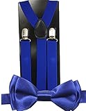 New Suspender Bow Tie Matching Colors Toddler Kids Boys Girls Child (royal blue)