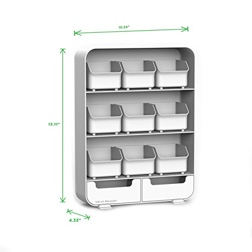 Mind Reader 9 Removable Drawers Tea Bag holder and Condiment Organizer, White