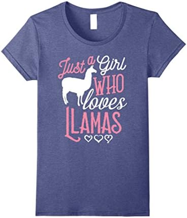 Womens Llama Shirt Just a Girl Loves Llamas Funny Gift T-Shirt Small Heather Blue