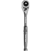 toolant 1/4" Drive Ratchet, 90-Tooth Compact Ratchet Wrench, 4°Swing, Black Titanium Finish With Reversible Quick Release, 5"