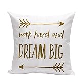 Usstore 1PC Decorative Pillowcases Square Zipper Letters Print Throw Pillow Cover Cafe Home Decoration for Living Sofas Beds Room (O)