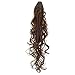 SWACC 24-Inch Long Messy Curls Claw Clip Ponytail Extensions - Synthetic Drawstring Curly Hairpiece Jaw Clip Hair Extensions (12#-Light Brown)