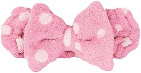 Adela Big Bow-knot Polk Dot Hair Wrap Girl Make up Wash Face Shower Soft Headband, Pink