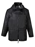 Portwest mens Portwest Mens Classic Waterproof Rain Coat Jacket Navy, Black, Yellow Black S
