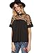 SheIn Women's Cute Embroidered Sheer Neck Ruffle Cuff Collared Blouse Large Black