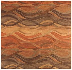 ZnZ Area Rugs HR-Rec-5-8_AC20050 Sq-AR Handmade New Zealand Blend Wool Rug, 6x6, Caramel, Autumn Leaf, Chipmunk, Brown, Rust