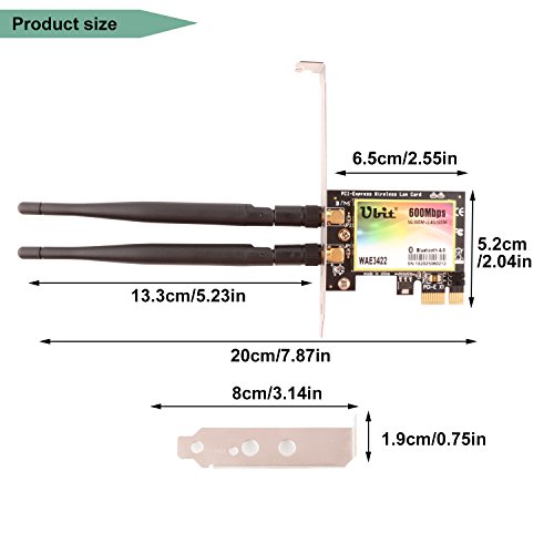 Ubit 300Mbps PCI Wireless Dual-Band 300Mbps PCI Express Adapter Network Card WLAN WiFi Adapter Bluetooth 4.0 3.5dBi Antenna Desktop PC Adapter - Thumbnail 5