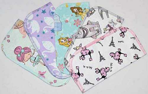2 Ply All Things GIrl Flannel Washable Kids Lunchbox Napkins 8x8 inches 5 Pack - Little Wipes (R) Flannel