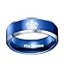 Blue Her King His Queen Crown Rings Couples Stainless Steel Ring, Engagement Wedding Band Anniversary Christmas Valentines Gifts