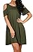 Women's Casual Loose Plain Tunic T-Shirt Dress With Pockets Army Green XL
