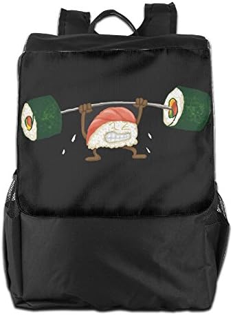SHUAIS Funny Weightlifting Sushi School Travel Laptop Shoulders Backpack Bag