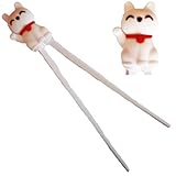 1 X Cute Lucky Cat Plastic Chopsticks with Silicone Guide/Training Connector -White